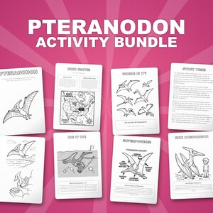 Pteranodon Dinosaur Activity Bundle | Coloring Pages, Worksheets, Facts (PDF Download) image 1