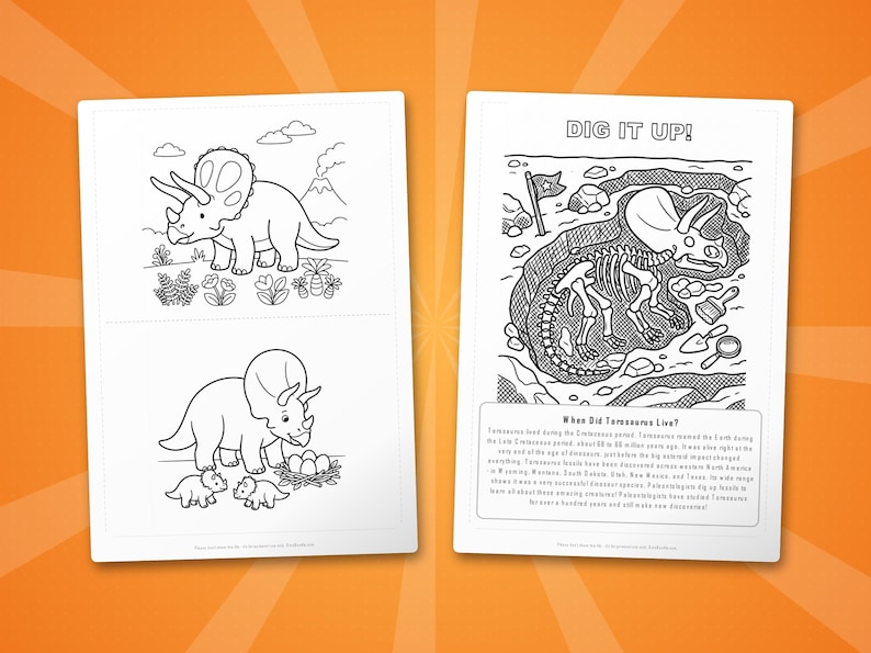Torosaurus Dinosaur Activity Bundle | Coloring Pages, Worksheets, Facts (PDF Download) image 7