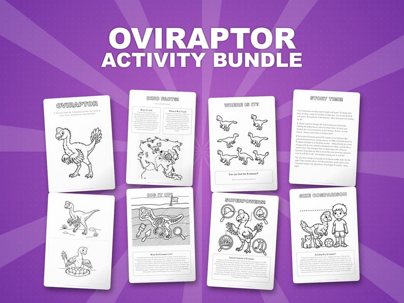 Oviraptor Dinosaur Activity Bundle | Coloring Pages, Worksheets, Facts (PDF Download) image 1