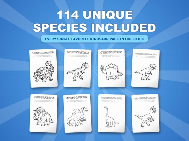 Ultimate Dinosaur Coloring & Activity Mega Bundle | 114 Dino Packs, 900+ Pages | Preschool Worksheets Homeschool Printables | Instant PDF image 2