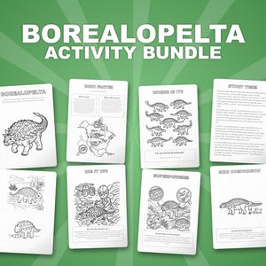 Borealopelta Dinosaur Activity Bundle | Coloring Pages, Worksheets, Facts (PDF)