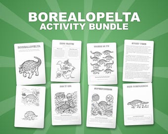 Borealopelta Dinosaur Activity Bundle | Coloring Pages, Worksheets, Facts (PDF)