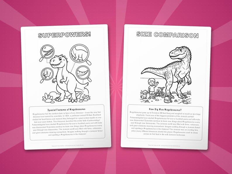Megalosaurus Dinosaur Activity Bundle | Printable Coloring Pages, Worksheets & Facts for Kids | Preschool Homeschool | Instant PDF image 8