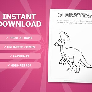 Olorotitan Dinosaur Activity Bundle | Coloring Pages, Worksheets, Facts (PDF Download) image 4