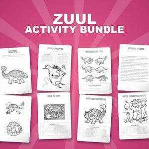 Zuul Dinosaur Activity Bundle | Printable Coloring Pages, Worksheets (PDF Download) image 1
