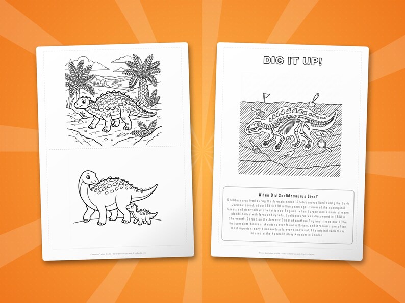 Scelidosaurus Dinosaur Activity Bundle | Coloring Pages, Worksheets, Facts (PDF Download) image 7