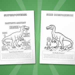 Paquete de actividades sobre el dinosaurio Baryonyx / Páginas para colorear, hojas de trabajo, datos interesantes (descarga en PDF) imagen 8