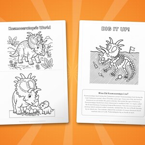 コスモケラトプス恐竜アクティビティセット｜子供向け印刷可能な塗り絵、ワークシート、豆知識｜幼児向けホームスクール｜PDF即時ダウンロード 画像 7