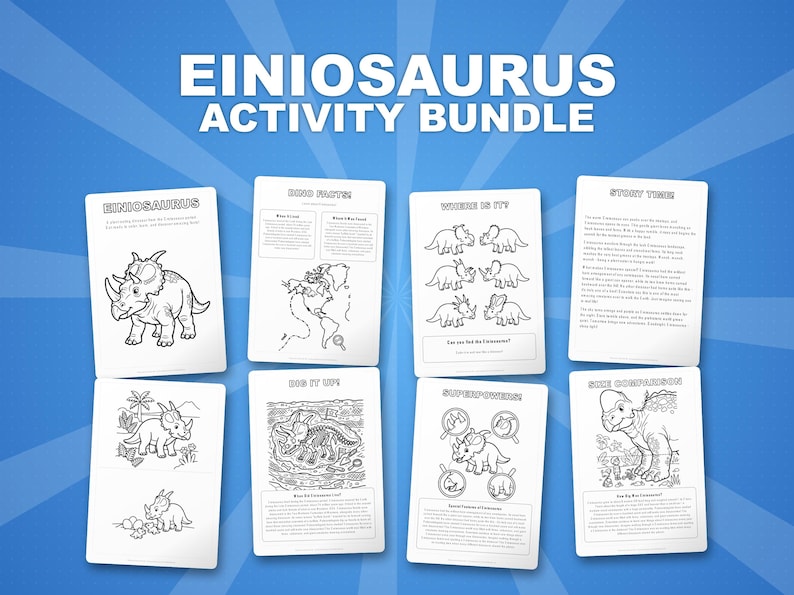 Einiosaurus Dinosaurier Aktivität Bündel | Ausmalbilder, Arbeitsblätter, Fakten (PDF Download) Bild 1