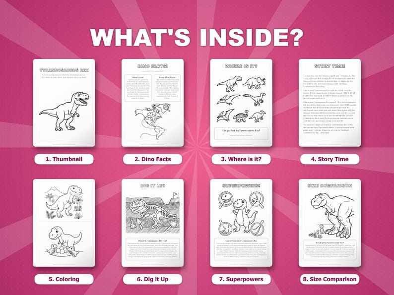 Tyrannosaurus Rex Activity Bundle | Coloring Pages, Worksheets, Facts (Instant PDF) image 2