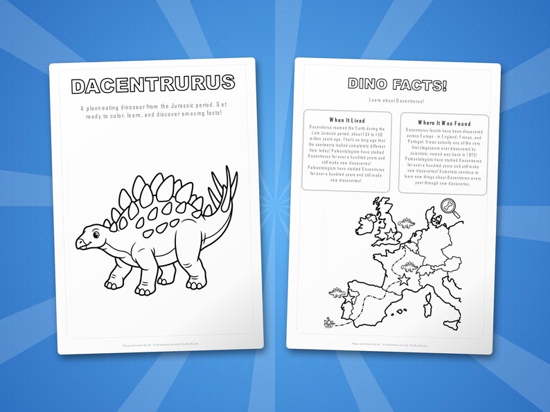 Dacentrurus Dinosaur Activity Bundle | Coloring Pages, Worksheets, Facts (PDF) image 5