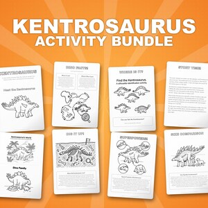 Kentrosaurus Dinosaur Activity Bundle | Printable Coloring Pages, Worksheets & Facts for Kids | Preschool Homeschool | Instant PDF image 1