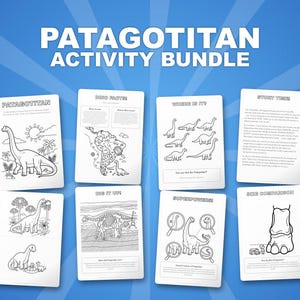 Patagotitan Dinosaur Activity Bundle | Printable Coloring Pages, Worksheets (PDF Download) image 1