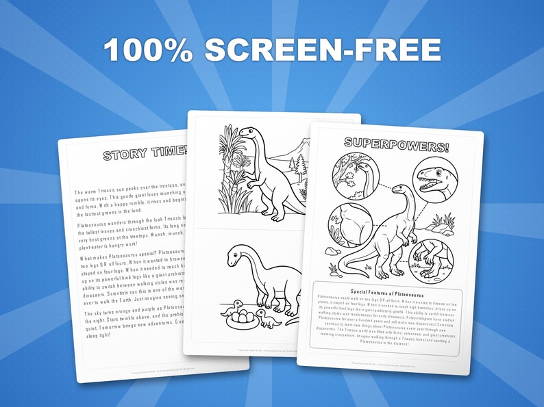 Plateosaurus Dinosaur Activity Bundle | Printable Coloring Pages, Worksheets & Facts for Kids | Preschool Homeschool | Instant PDF image 3