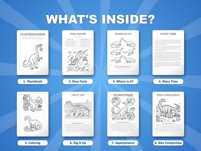 Plateosaurus Dinosaur Activity Bundle | Printable Coloring Pages, Worksheets & Facts for Kids | Preschool Homeschool | Instant PDF image 2