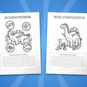 Activiteitsbundel lexoviosaurus dinosaurus | Afdrukbare kleurplaten, werkbladen en weetjes voor kinderen | Thuisonderwijs voorschoolse opvang | Directe pdf afbeelding 8