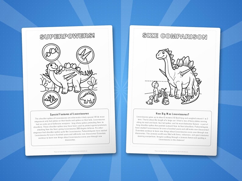Activiteitsbundel lexoviosaurus dinosaurus | Afdrukbare kleurplaten, werkbladen en weetjes voor kinderen | Thuisonderwijs voorschoolse opvang | Directe pdf afbeelding 8