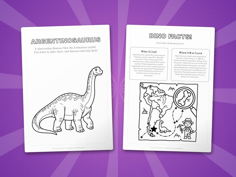 Argentinosaurus Dinosaurier Aktivität Bündel | Ausmalbilder, Arbeitsblätter, Fakten (PDF Download) Bild 5