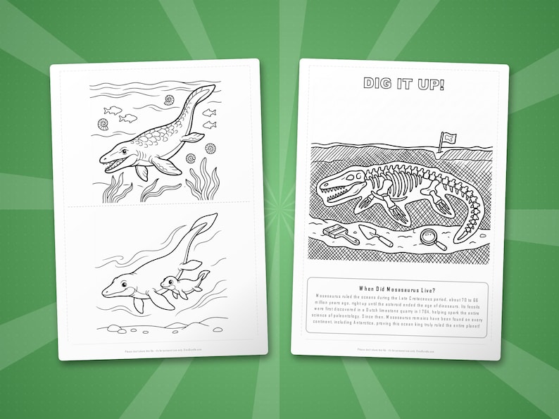 モササウルス恐竜アクティビティセット｜ぬりえ、ワークシート、豆知識（PDF） 画像 7