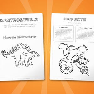 Kentrosaurus Dinosaur Activity Bundle | Printable Coloring Pages, Worksheets & Facts for Kids | Preschool Homeschool | Instant PDF image 5