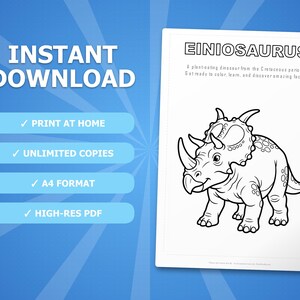 Einiosaurus Dinosaurier Aktivität Bündel | Ausmalbilder, Arbeitsblätter, Fakten (PDF Download) Bild 4