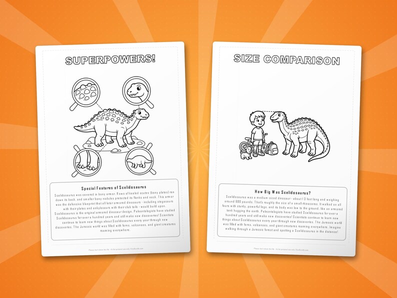 Scelidosaurus Dinosaur Activity Bundle | Coloring Pages, Worksheets, Facts (PDF Download) image 8