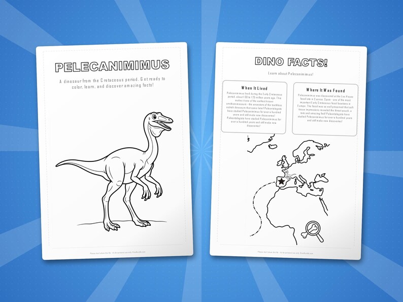 Pelecanimimus Dinosaurier Aktivitäts-Bundle | Ausmalbilder, Arbeitsblätter, Fakten (PDF Download) Bild 5