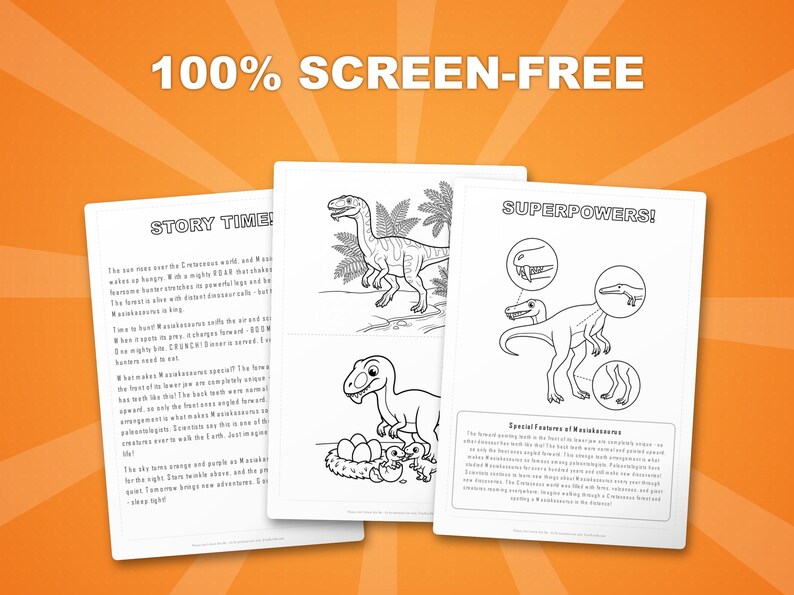 Masiakasaurus Dinosaur Activity Bundle | Printable Coloring Pages, Worksheets & Facts for Kids | Preschool Homeschool | Instant PDF image 3