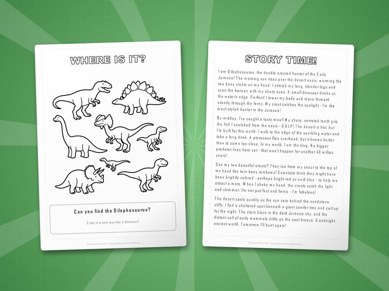 Dilophosaurus Dinosaur Activity Bundle | Coloring Pages, Worksheets, Facts (PDF) image 6