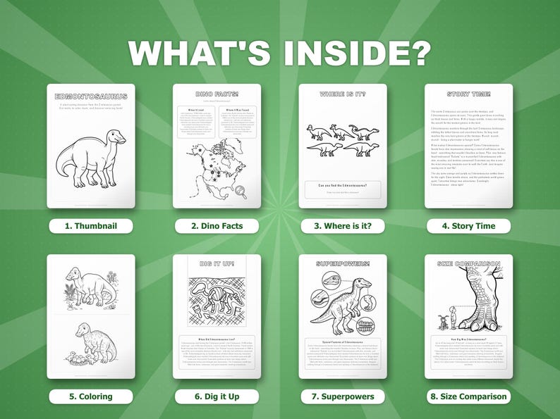 Edmontosaurus Dinosaur Activity Bundle | Coloring Pages, Worksheets, Facts (PDF Download) image 2