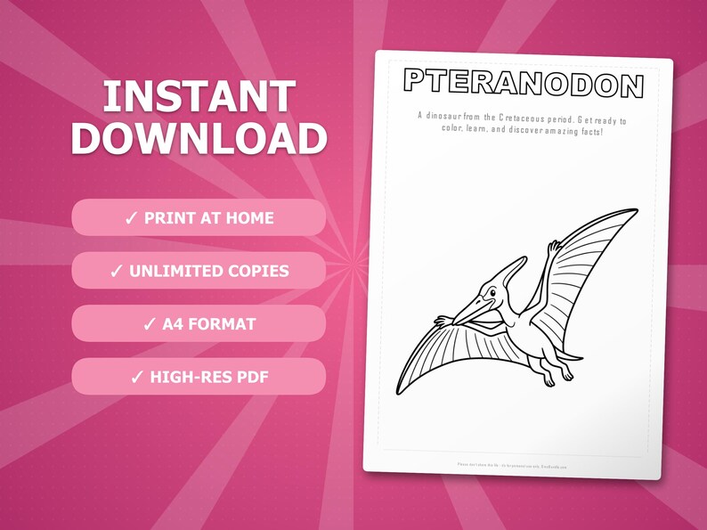 Pteranodon Dinosaur Activity Bundle | Coloring Pages, Worksheets, Facts (PDF Download) image 4