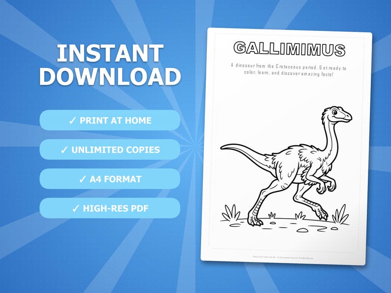 Gallimimus Dinosaur Activity Bundle | Coloring Pages, Worksheets, Facts (PDF Download) image 4