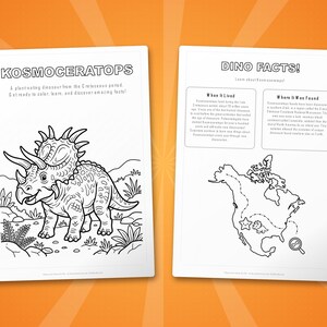 コスモケラトプス恐竜アクティビティセット｜子供向け印刷可能な塗り絵、ワークシート、豆知識｜幼児向けホームスクール｜PDF即時ダウンロード 画像 5