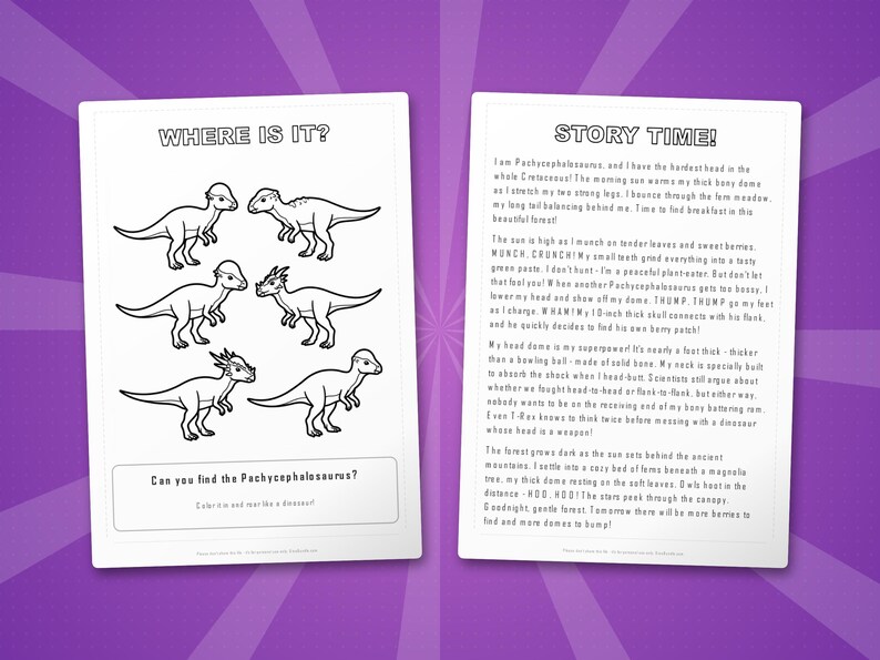 Pachycephalosaurus Dinosaur Activity Bundle | Coloring Pages, Worksheets, Facts (PDF) image 6