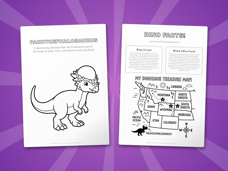 Pachycephalosaurus Dinosaur Activity Bundle | Coloring Pages, Worksheets, Facts (PDF) image 5
