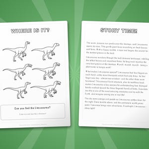 Paquete de actividades sobre el dinosaurio Limusaurus / Páginas para colorear, hojas de trabajo, datos (PDF) imagen 6