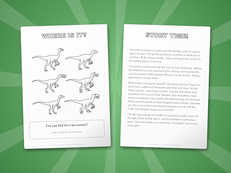 Paquete de actividades sobre el dinosaurio Limusaurus / Páginas para colorear, hojas de trabajo, datos (PDF) imagen 6