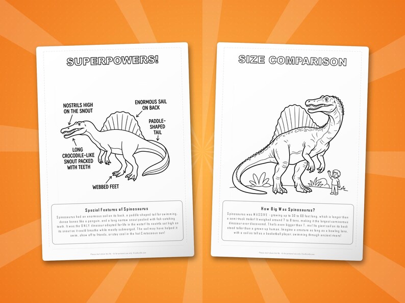 Spinosaurus Dinosaur Activity Bundle | Coloring Pages, Worksheets, Facts (PDF Download) image 8