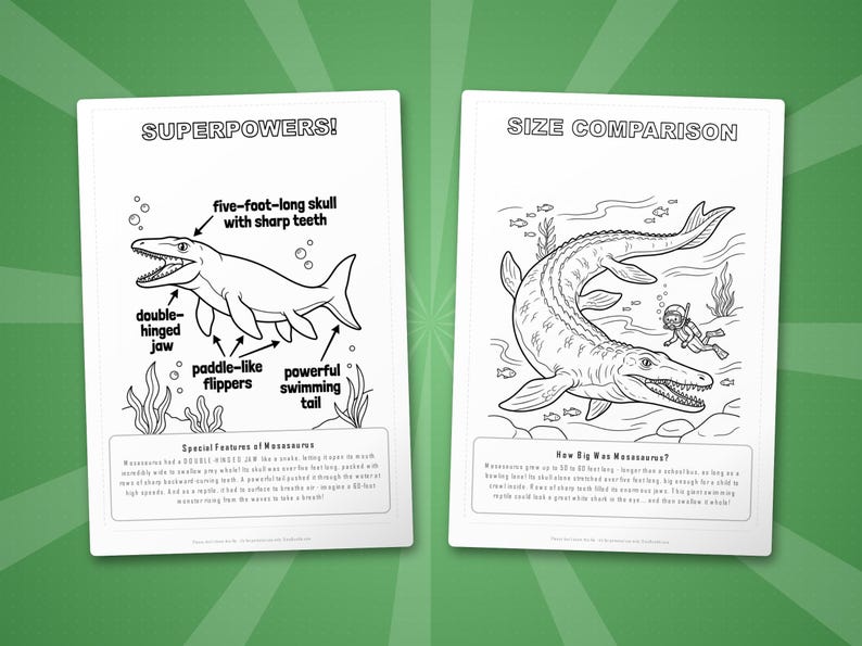 モササウルス恐竜アクティビティセット｜ぬりえ、ワークシート、豆知識（PDF） 画像 8