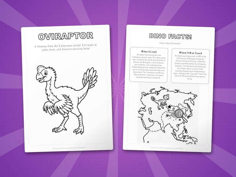Oviraptor Dinosaur Activity Bundle | Coloring Pages, Worksheets, Facts (PDF Download) image 5