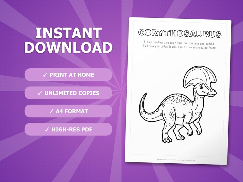 Corythosaurus Dinosaur Activity Bundle | Coloring Pages, Worksheets, Facts (PDF Download) image 4