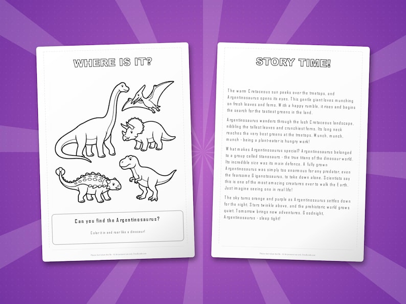 Argentinosaurus Dinosaurier Aktivität Bündel | Ausmalbilder, Arbeitsblätter, Fakten (PDF Download) Bild 6