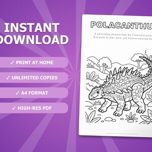 Polacanthus Dinosaur Activity Bundle | Coloring Pages, Worksheets, Facts (PDF Download) image 4