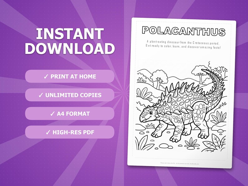 Polacanthus Dinosaur Activity Bundle | Coloring Pages, Worksheets, Facts (PDF Download) image 4