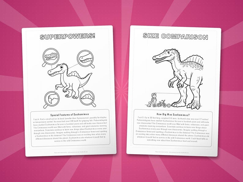 Suchomimus-activiteitenbundel dinosaurus | Kleurplaten, werkbladen, feiten (pdf-download) afbeelding 8