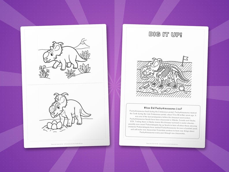 Pachyrhinosaurus Dinosaur Activity Bundle | Printable Coloring Pages, Worksheets & Facts for Kids | Preschool Homeschool | Instant PDF image 7