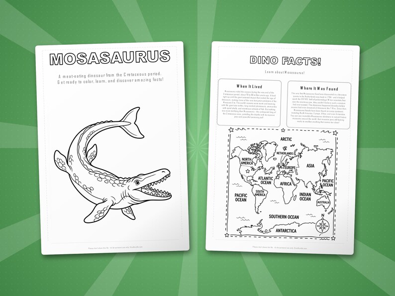 モササウルス恐竜アクティビティセット｜ぬりえ、ワークシート、豆知識（PDF） 画像 5