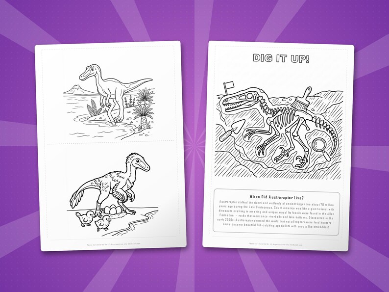 Austroraptor Dinosaur Activity Bundle | Coloring Pages, Worksheets, Facts (PDF) image 7