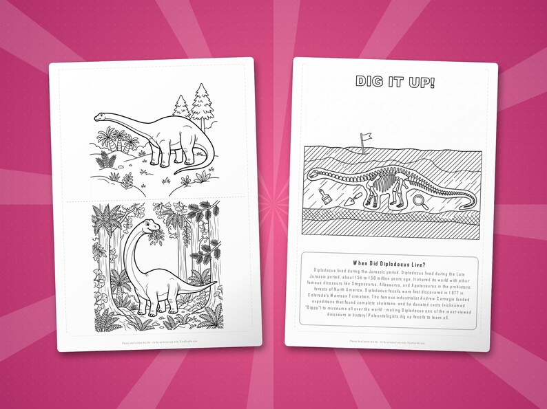 Diplodocus Dinosaur Activity Bundle | Coloring Pages, Worksheets, Facts (PDF Download) image 7