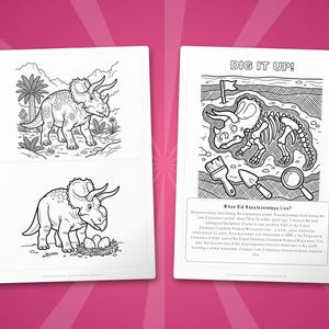 Pacchetto di attività sul dinosauro Nasutoceratops: pagine da colorare, schede didattiche e curiosità (PDF) immagine 7
